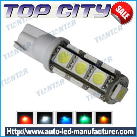 Topcity 360-Degree Shine 13-SMD 5050 T10 W5W Wedge Light LED Bulbs 158 168 175 194 2825 2827 - T10, 168, 194 LED